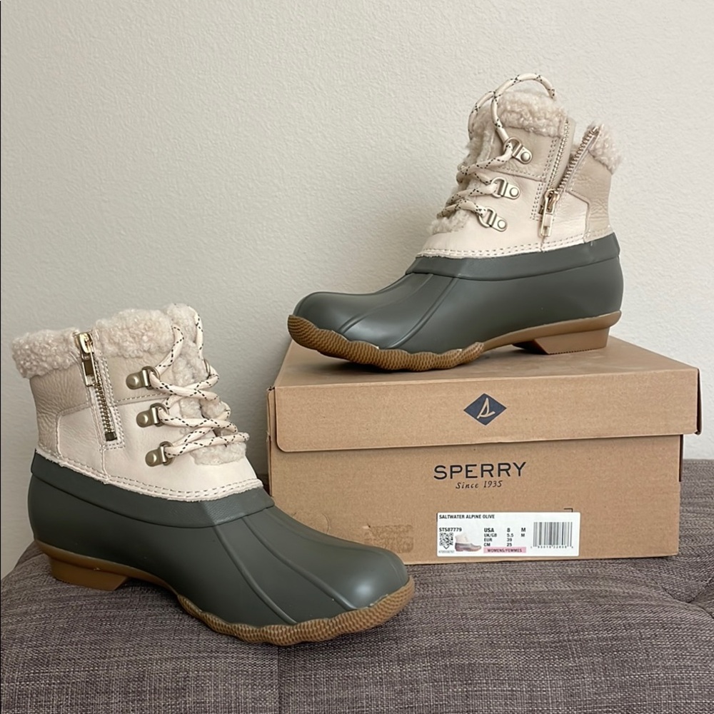Sperry Women's Saltwater Alpine Olive Duck Boots